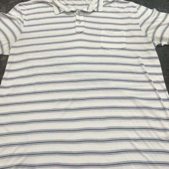 Marine Layer Other - Marine Layer Blue And White Striped Colorblock Short Sleeve Polo Shirt Size XL